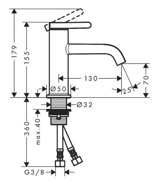 Hansgrohe AXOR One 70 håndvaskarmatur m/bundventil - Krom