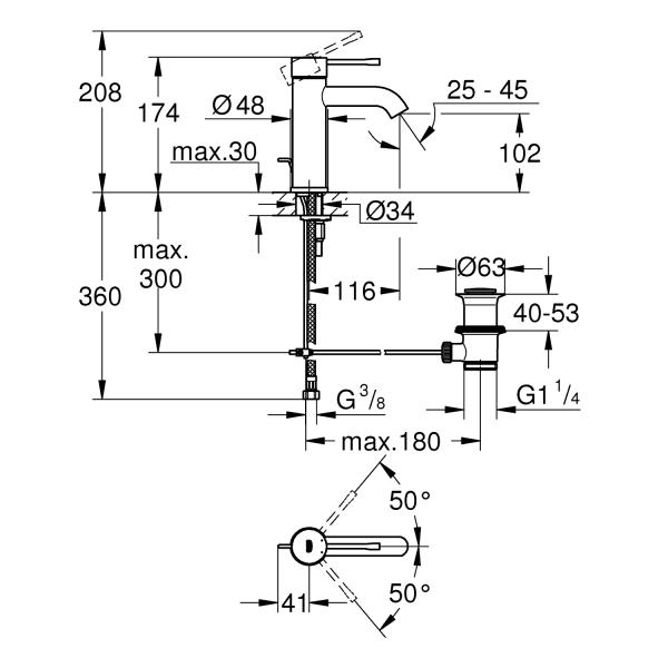 Grohe Essence New håndvaskarmatur u/bundventil - Børstet hard graphite