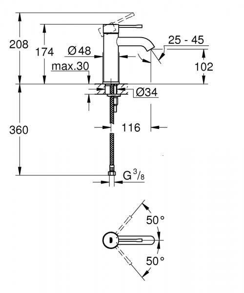 Grohe Essence New håndvaskarmatur u/bundventil - Poleret cool sunrise