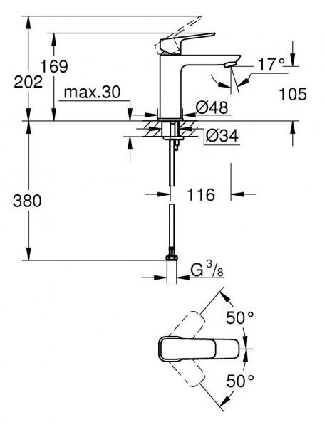 Grohe Cubeo M håndvaskarmatur u/bundventil - Mat sort Grohe Cubeo M håndvaskarmatur u/bundventil - Mat sort