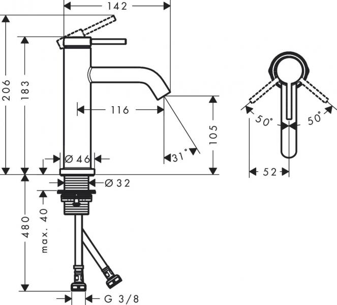 Hansgrohe Tecturis S 110 Ecosmart+ håndvaskarmatur - Krom