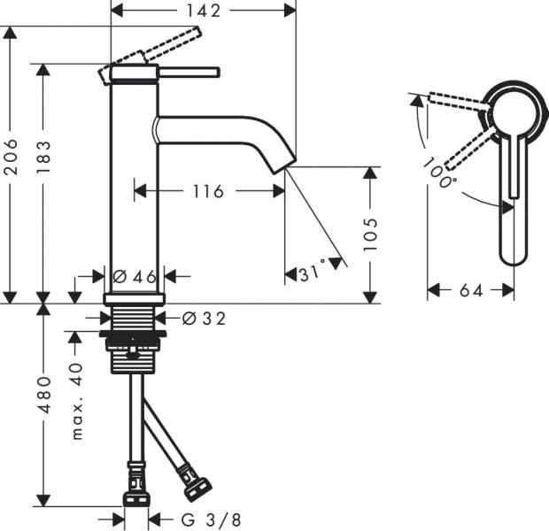 Hansgrohe Tecturis S 110 håndvaskarmatur m/CoolStart - Mat hvid