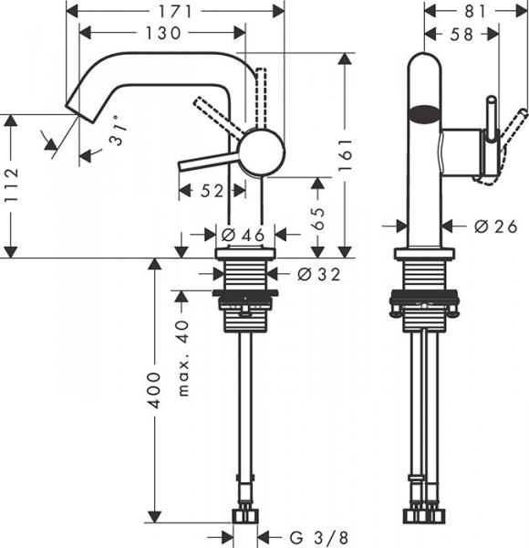 Hansgrohe Tecturis S 110 Fine håndvaskarmatur m/CoolStart - Mat sort