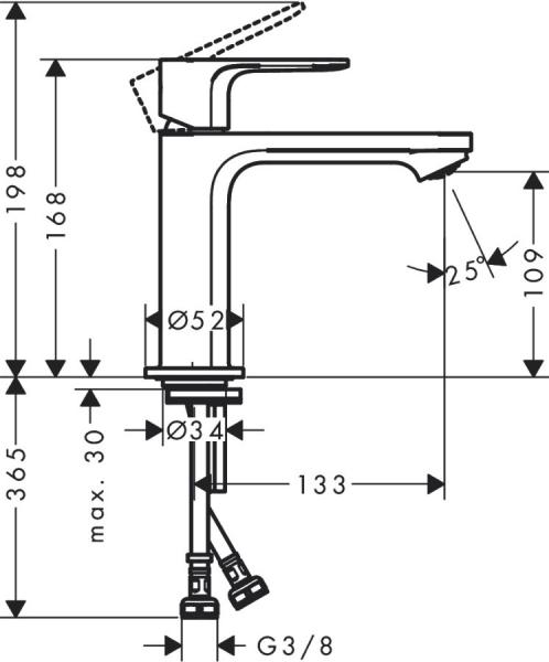 Hansgrohe Rebris S 110 håndvaskarmatur m/CoolStart /u bundventil - Krom