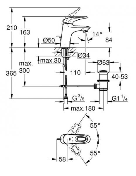 Grohe Eurostyle 2015 håndvaskarmatur m/bundventil