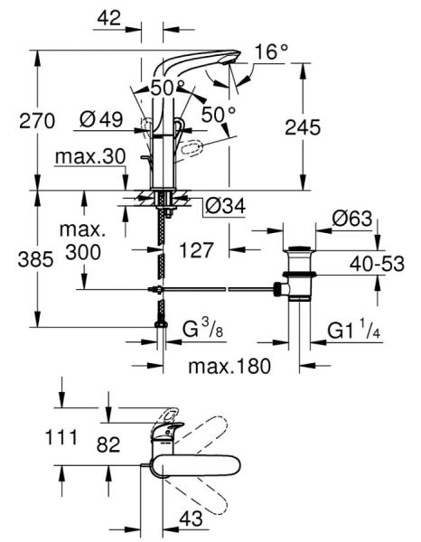 Grohe Eurostyle vandhane m/svingtud - Krom