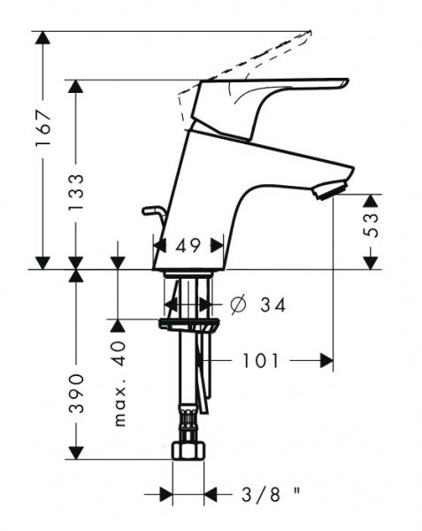 Hansgrohe Focus 70 håndvaskarmatur m/bundventil