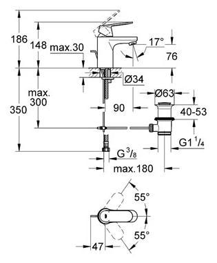 Grohe Eurosmart Cosmopolitan håndvaskarmatur m/bundventil og Ecojoy