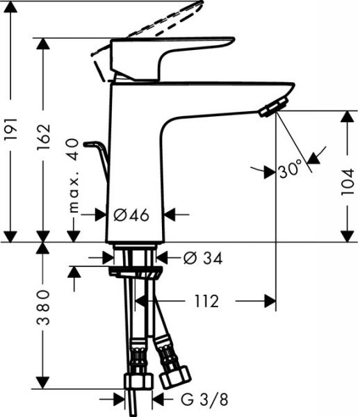 Hansgrohe Talis E 110 håndvaskarmatur m/bundventil - Krom