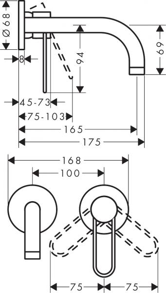 Hansgrohe AXOR Uno 165 håndvaskarmatur t/indbygning - Krom