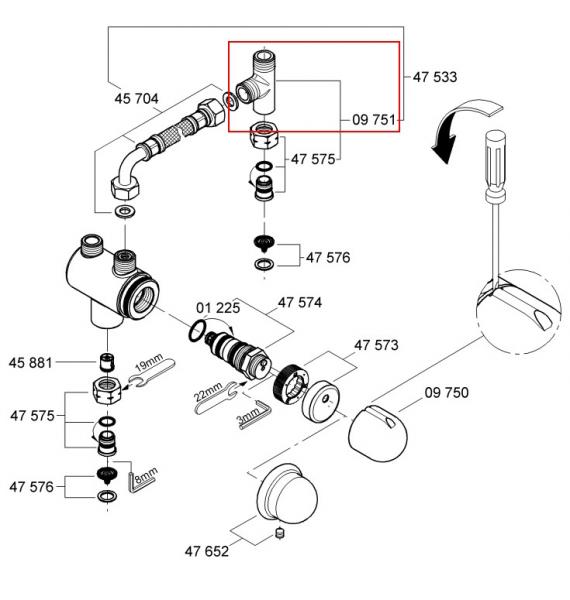 Grohe fordelerstykke 1/2" - Krom