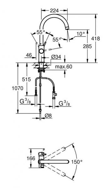 Grohe Etgrebsarmatur m/filterfunktion til Grohe Blue - Krom