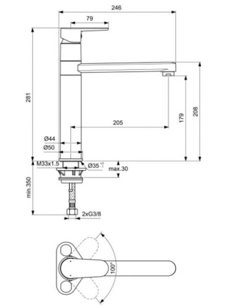 Ideal Standard Cerafine køkkenarmatur - Krom