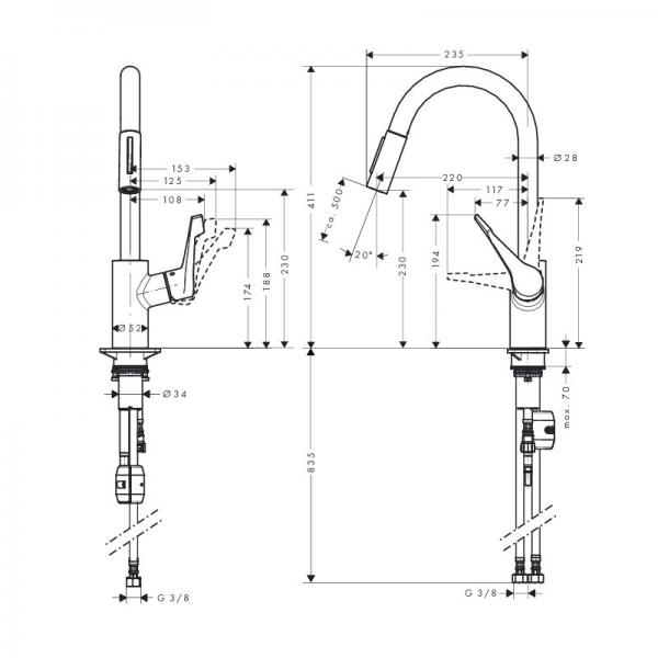 Hansgrohe Cento XL køkkenarmatur m/udtræk - Krom