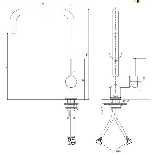 Lavabo Kubus 030 Square køkkenarmatur - Massiv messing Lavabo Kubus 030 Square køkkenarmatur - Massiv messing