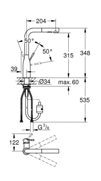 Grohe Essence New køkkenarmatur m/udtræk - Poleret hard graphite