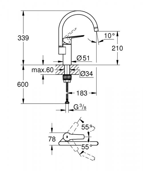 Grohe Start køkkenarmatur m/C-tud - Krom