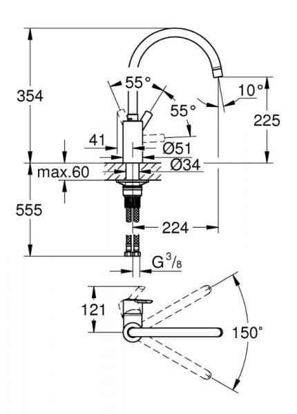 Grohe Feel køkkenarmatur C-tud - SuperSteel