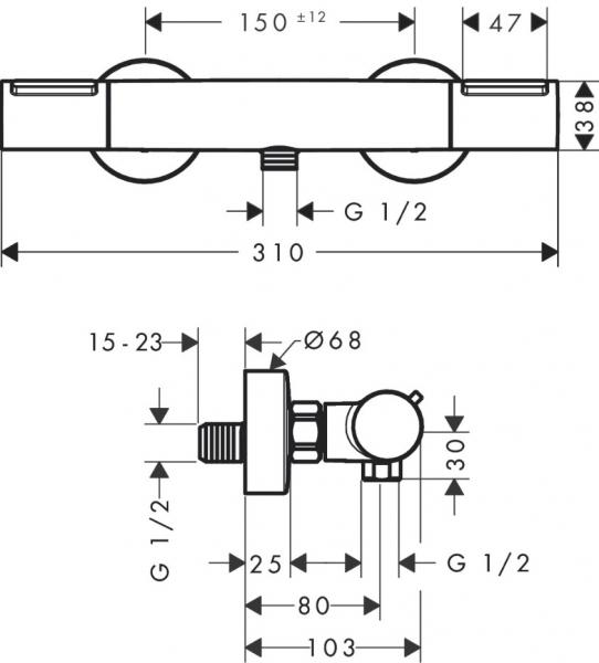 hansgrohe Ecostat Element brusetermostat - Mat sort