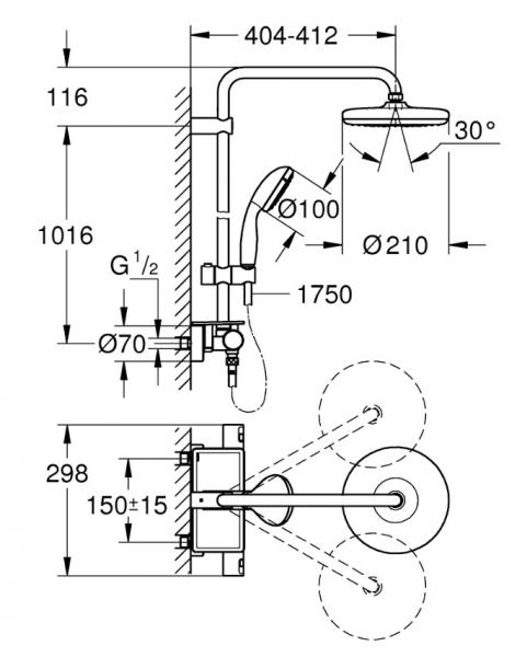 Grohe Vitalio Start system 210 komplet brusesystem - Krom