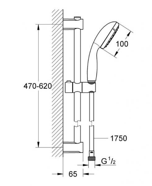 Grohe Start komplet brusesystem m/håndbruser - Mat sort