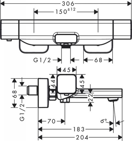 Hansgrohe Ecostat E kar-/brusetermostat m/forskruninger og rosetter - Krom