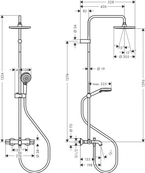 hansgrohe Vernis Blend 200 Showerpipe 1jet m/kartermostat - Krom