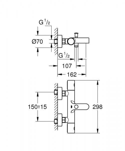 Grohe Grohterm 800 Cosmopolitan badekararmatur - Krom