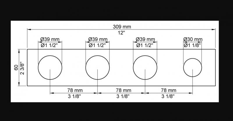 Vola 5004B 4-huls dækplade - Ø39/Ø39/Ø39/Ø33 - Krom