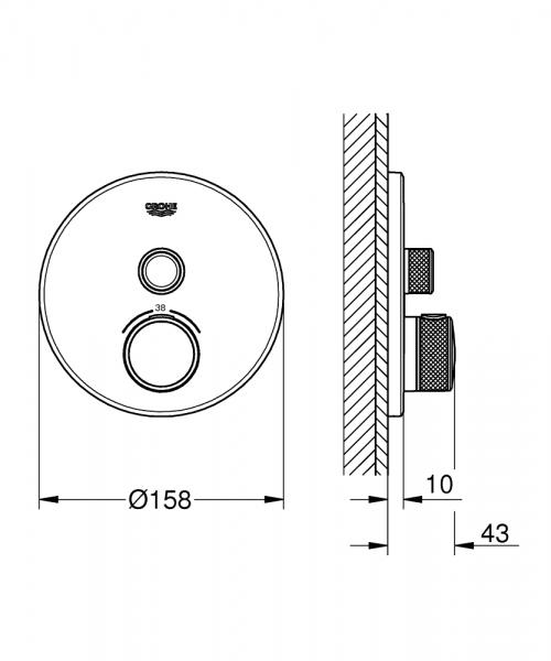 Grohe SmartControl indbygningsarmatur med en udgang - Krom