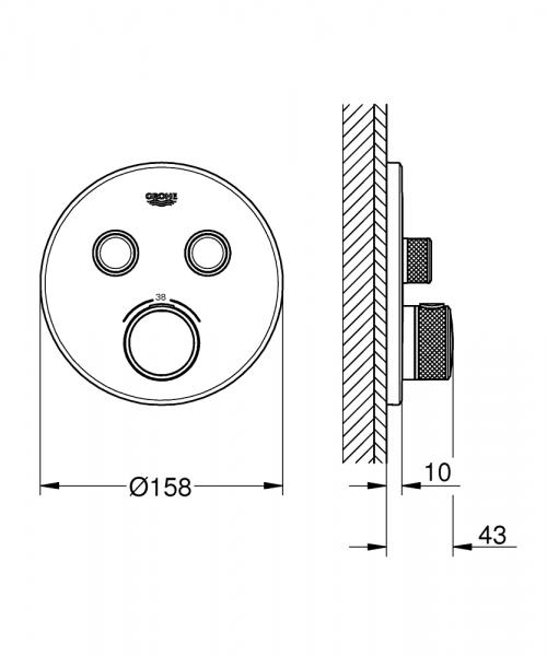 Grohe SmartControl termostat til indbygning - Krom