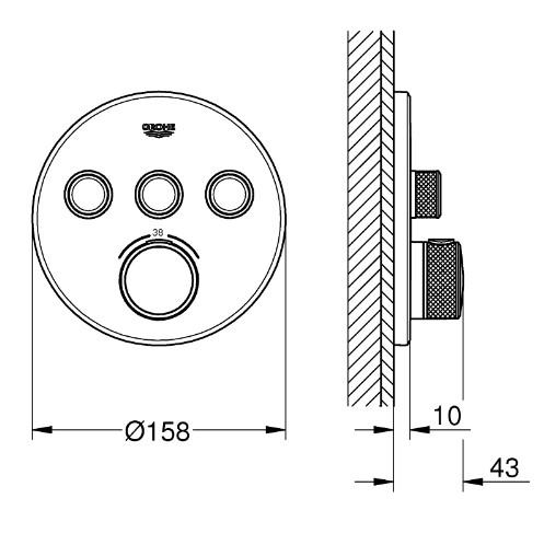 Grohe SmartControl 310 komplet brusesystem til indbygning - Rund/loft