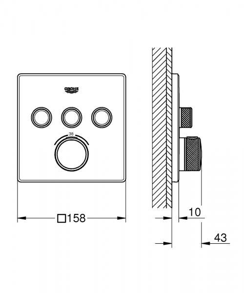 Outlet - Grohe SmartControl indbygningsarmatur med 3 udtag - Børstet warm sunset