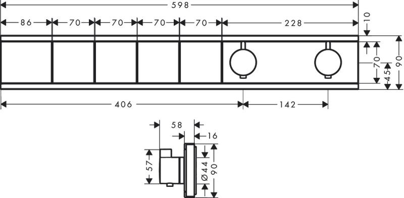 Hansgrohe RainSelect termostatarmatur til indbygning - 4 udtag - Mathvid