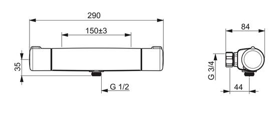 Oras Nova brusetermostat m/Eco Flow - Mat sort