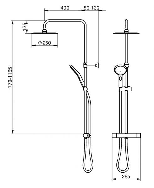 Gustavsberg Ny Nautic Round komplet brusesystem m/termostat - Krom