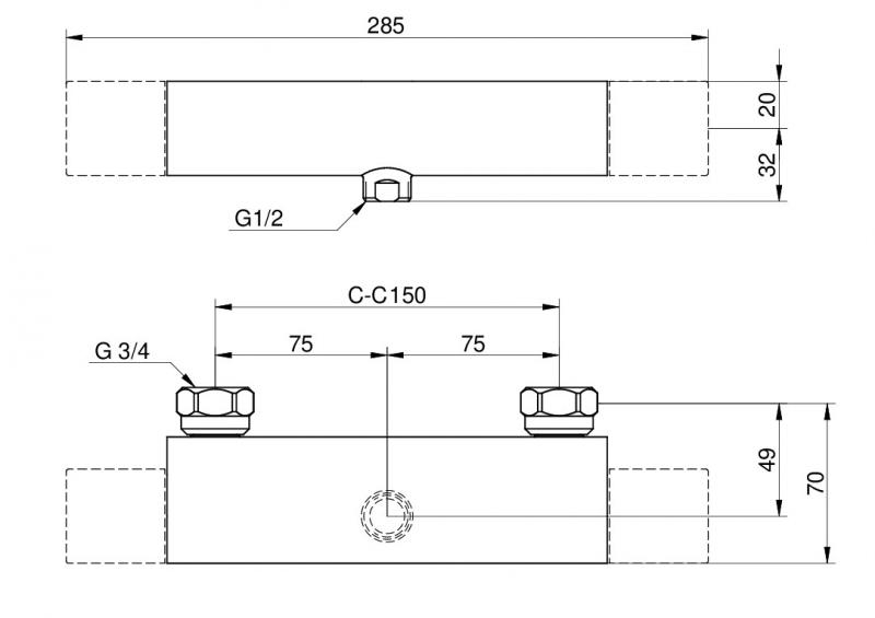 Gustavsberg Ny Nautic 2.1 komplet brusesystem m/termostat - Krom