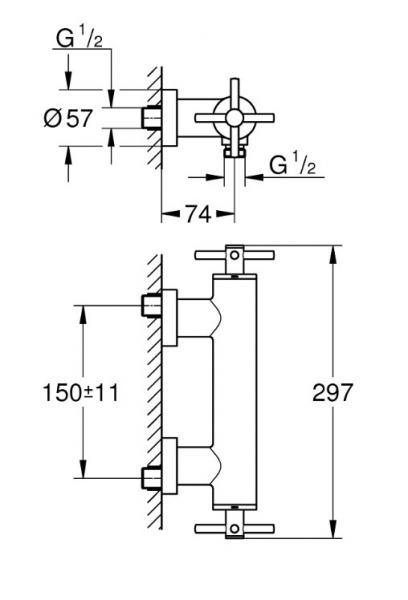 Grohe Atrio brusetermostat - B&oslash;rstet hard graphite