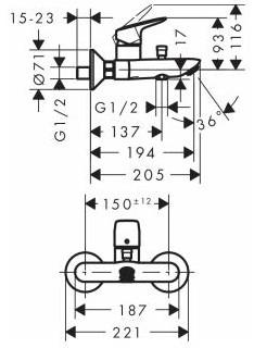 Hansgrohe Logis kar/brusearmatur krom