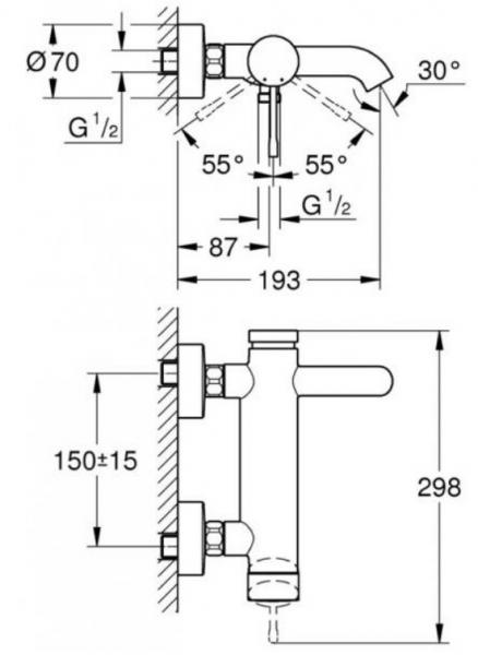 Grohe Essence New komplet badekararmatur m/SmartActive - Supersteel