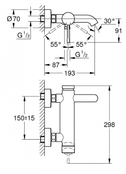 Grohe Essence badekararmatur - Mat sort