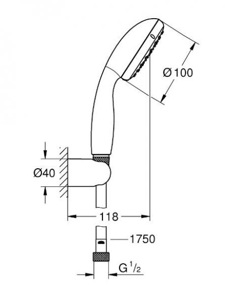 Grohe Eurosmart Vitalio badekararmatur m. håndbruser - Krom