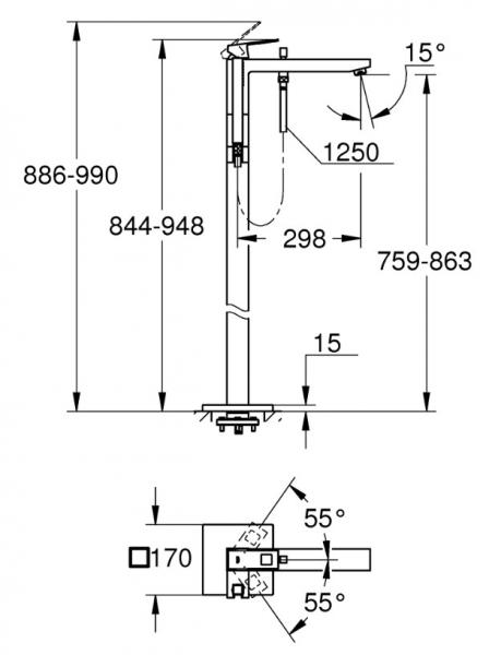 Grohe Eurocube fritstående badekararmatur - Krom