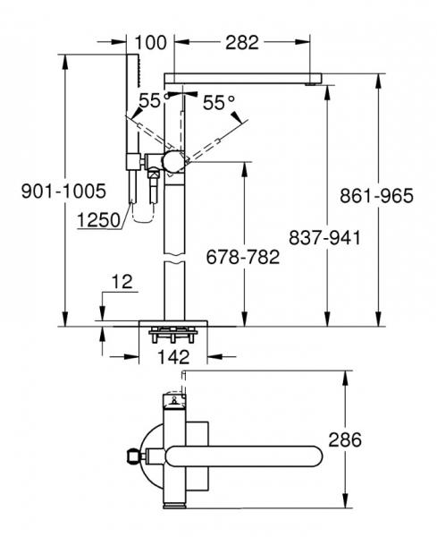 Grohe Plus fritstående badekararmatur - Krom