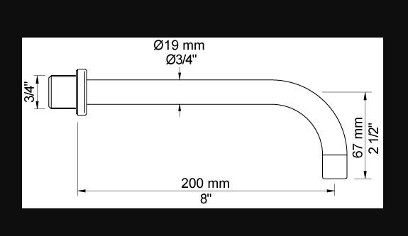 Vola fast tud - 200 mm - Krom