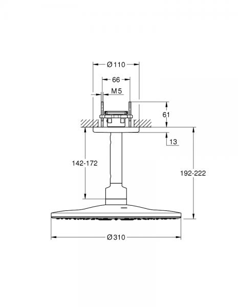 Grohe Rainshower 310 SmartActive rund hovedbruser t/loft - Krom