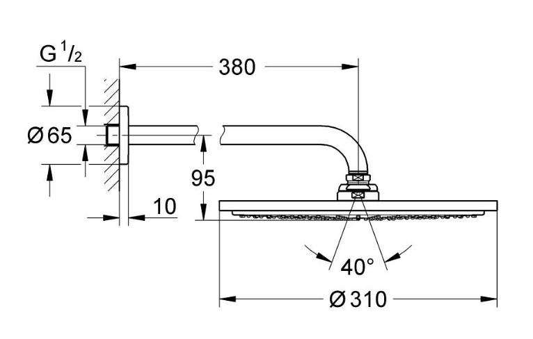 Grohe Rainshower Cosmopolitan 310 hovedbruser - Poleret warm sunset