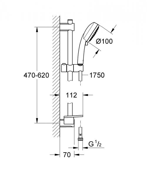 Grohe Vitalio Comfort 100 IV brusesæt - Krom