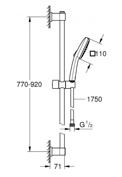 Grohe Vitalio Comfort 110 brusesæt 2 sprays 900 mm