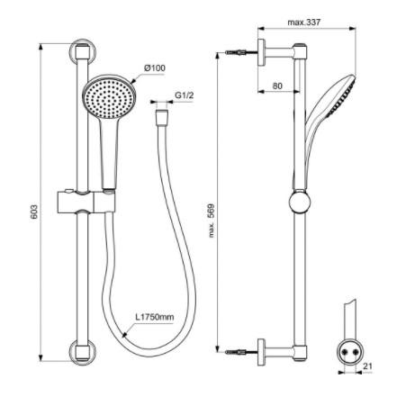 Ideal Standard Idealrain M1 brusesæt - Mat sort